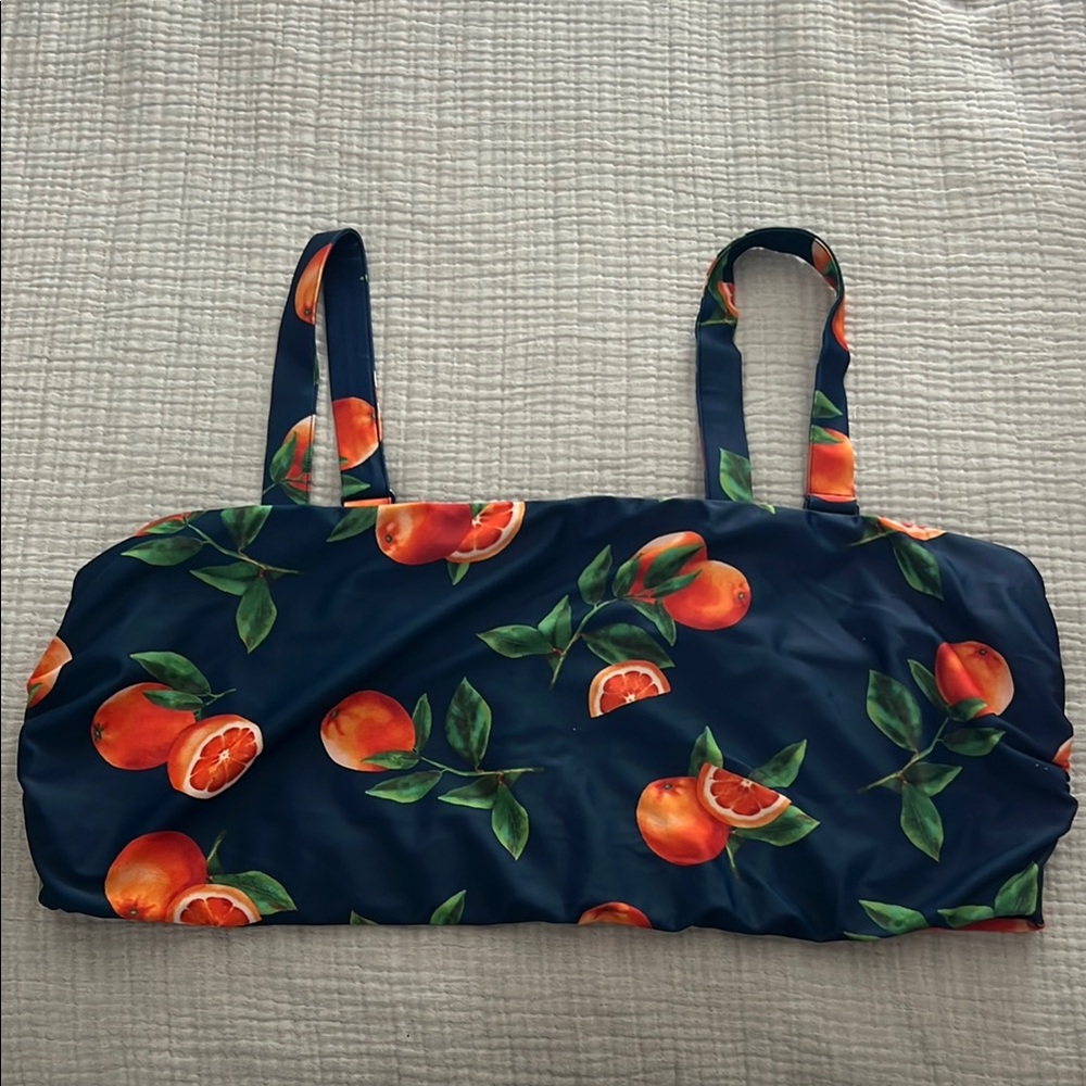 Old Navy Bandeau Navy Blue Bikini Top with Orange Fruit Print Size 4X